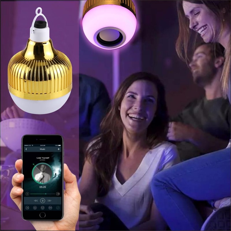 Bluetooth Speaker Light Bulb 12W Smart LED Music Lamp With Remote Control 6