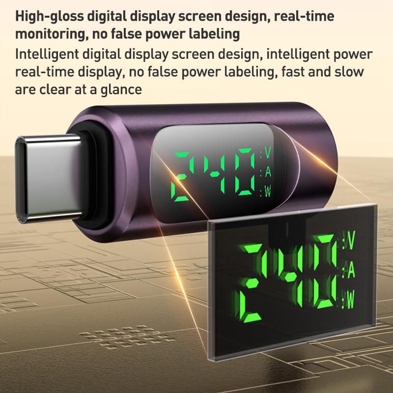 240W USB C To USB C Adapter With Display Fast Charging Data Cable Converter 4