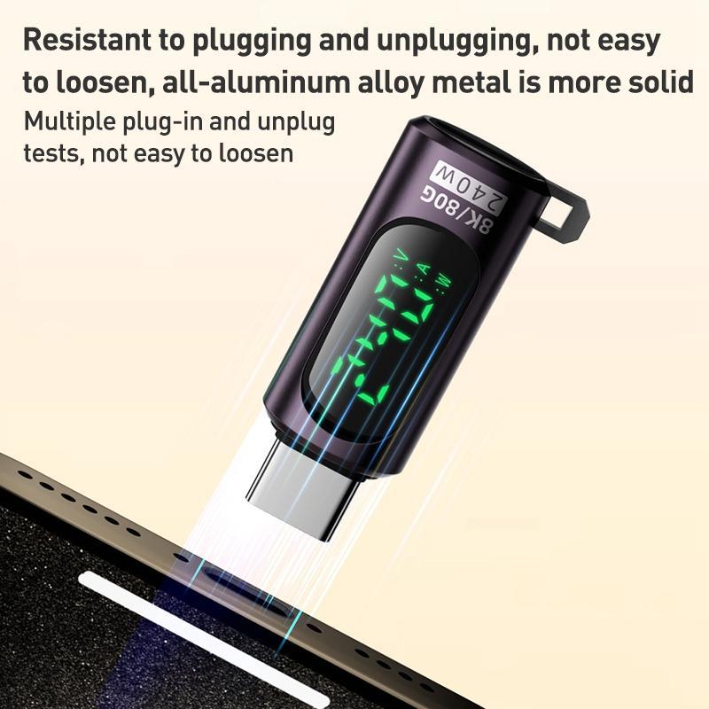 240W USB C To USB C Adapter With Display Fast Charging Data Cable Converter 9