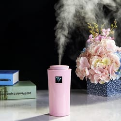 portable mini humidifier with led night light, leak-proof usb air humidifier for home & car