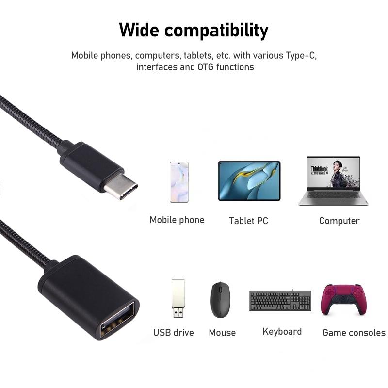USB C OTG Adapter Cable Metal USB To USB C Male Fast Data Transfer Charger 2
