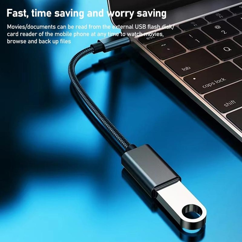 USB C OTG Adapter Cable Metal USB To USB C Male Fast Data Transfer Charger 5