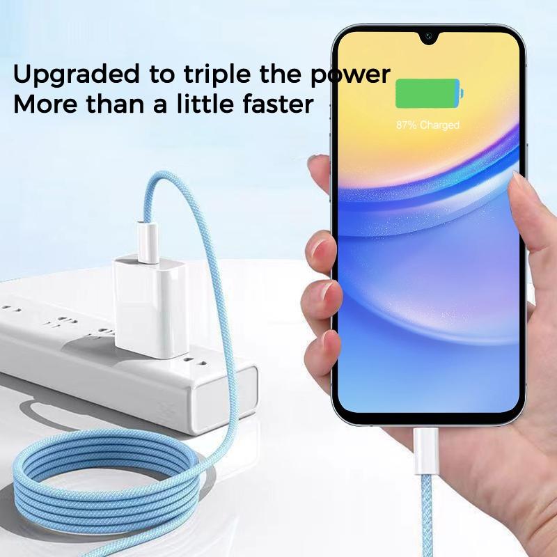Macaron Braided USB C To USB C Cable Fast Charging 20W Durable Type C Data Sync Cable 6