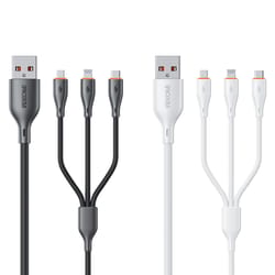 3 in 1 fast charging cable 66w universal multi charging cable usb to type c lightning micro