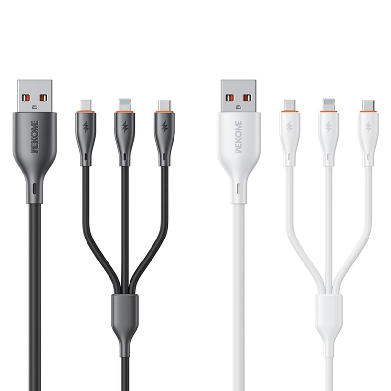 3 In 1 Fast Charging Cable 66W Universal Multi Charging Cable USB To Type C Lightning Micro 0