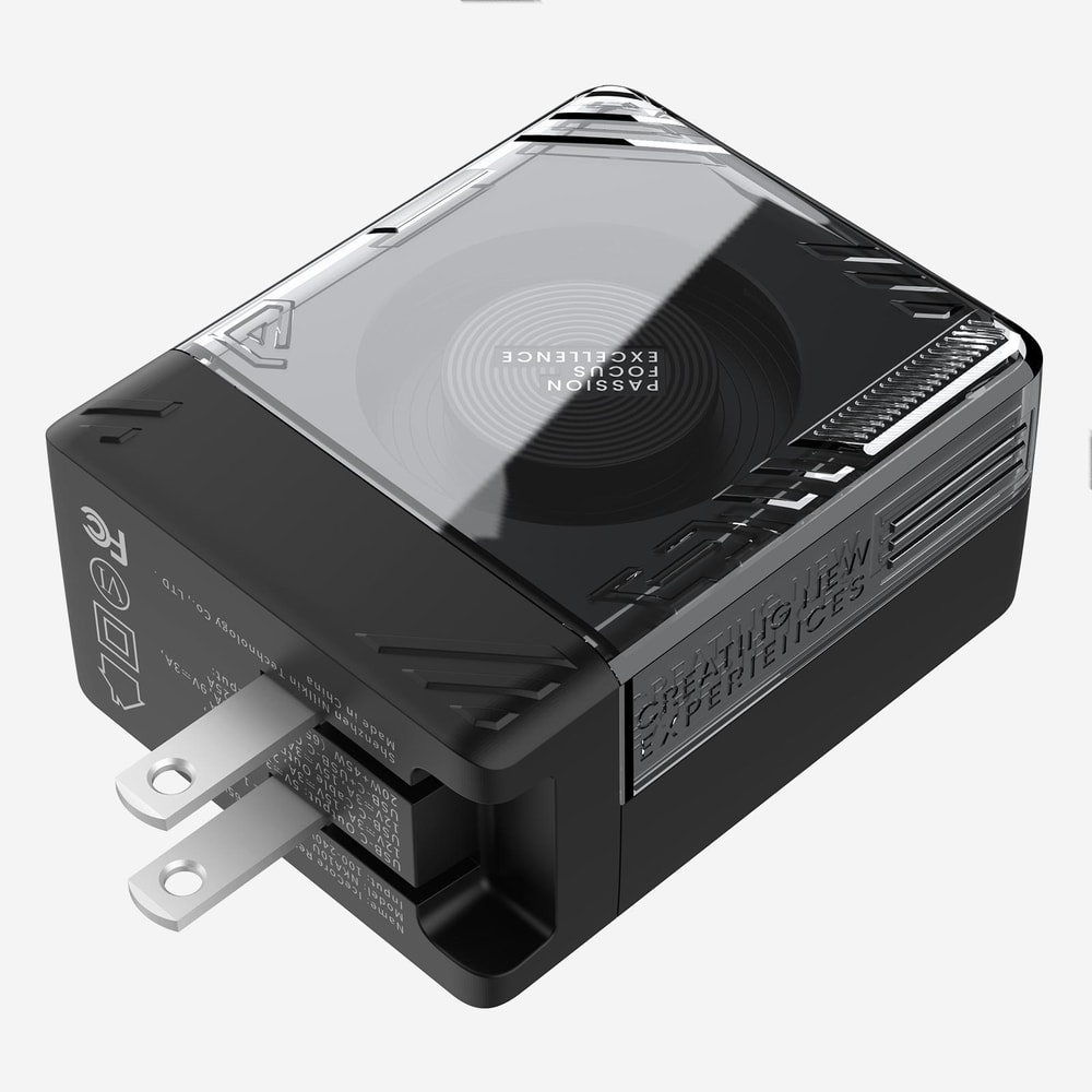 IceCore 65W GaN Fast Charger With Retractable USB C Cable Dual Port Power Adapter 0