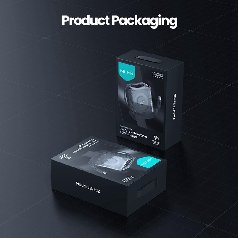 IceCore 65W GaN Fast Charger With Retractable USB C Cable Dual Port Power Adapter 11