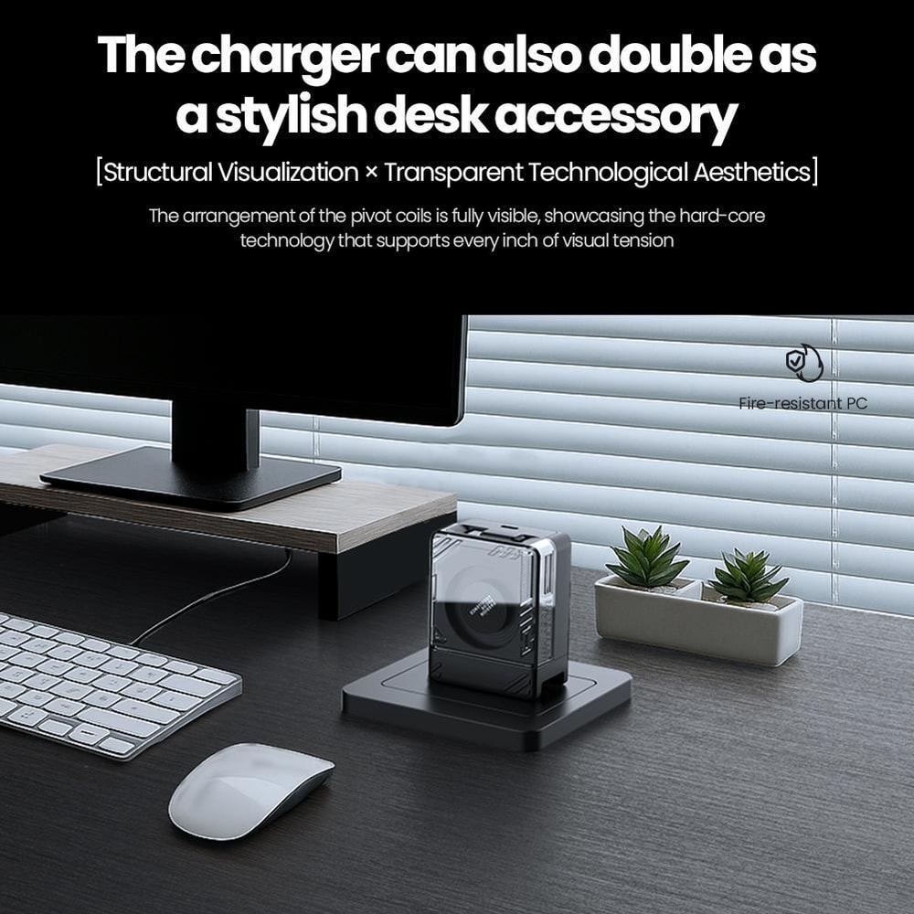 IceCore 65W GaN Fast Charger With Retractable USB C Cable Dual Port Power Adapter 8