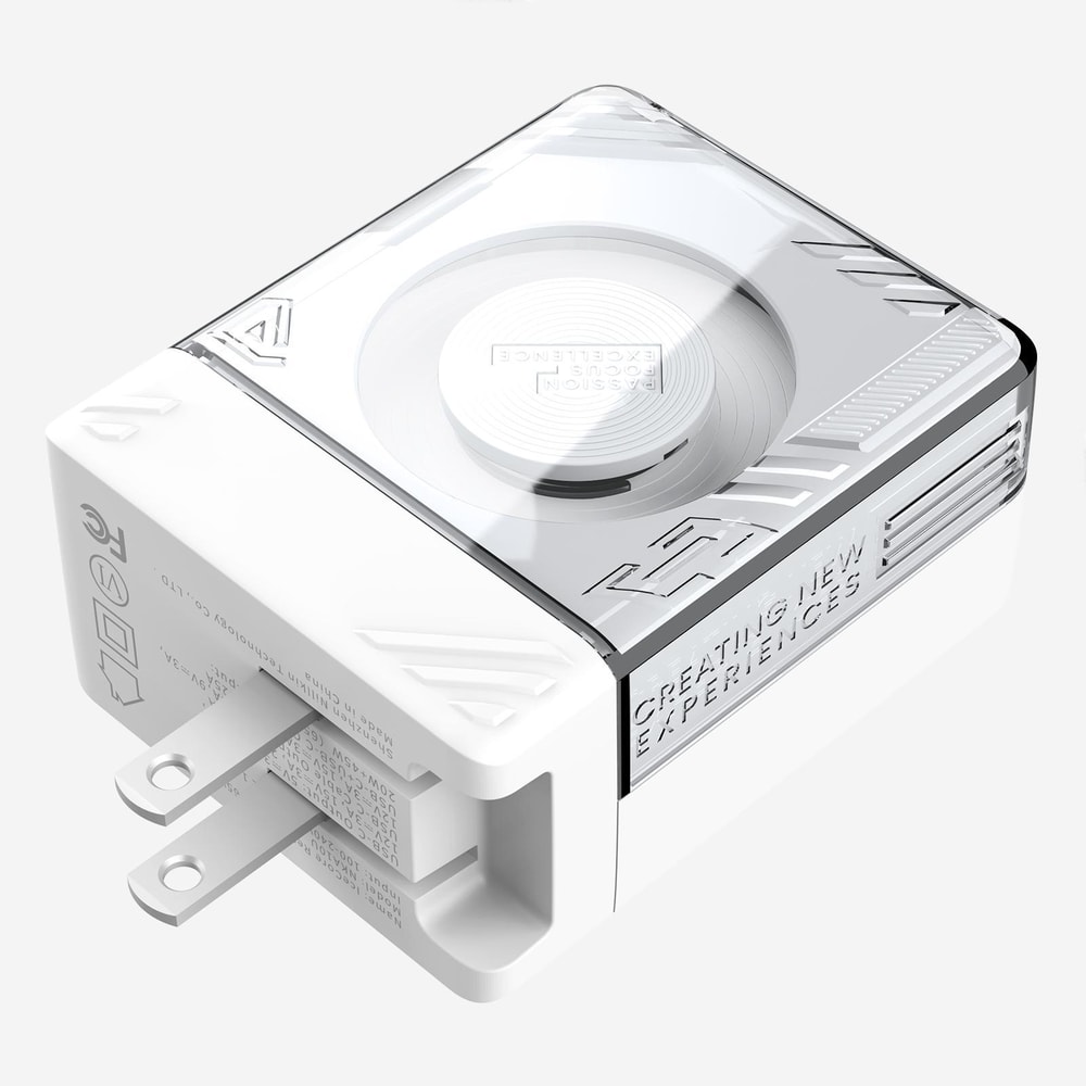 IceCore 65W GaN fast charger with Retractable USB C Cable & Dual Port Power Adapter