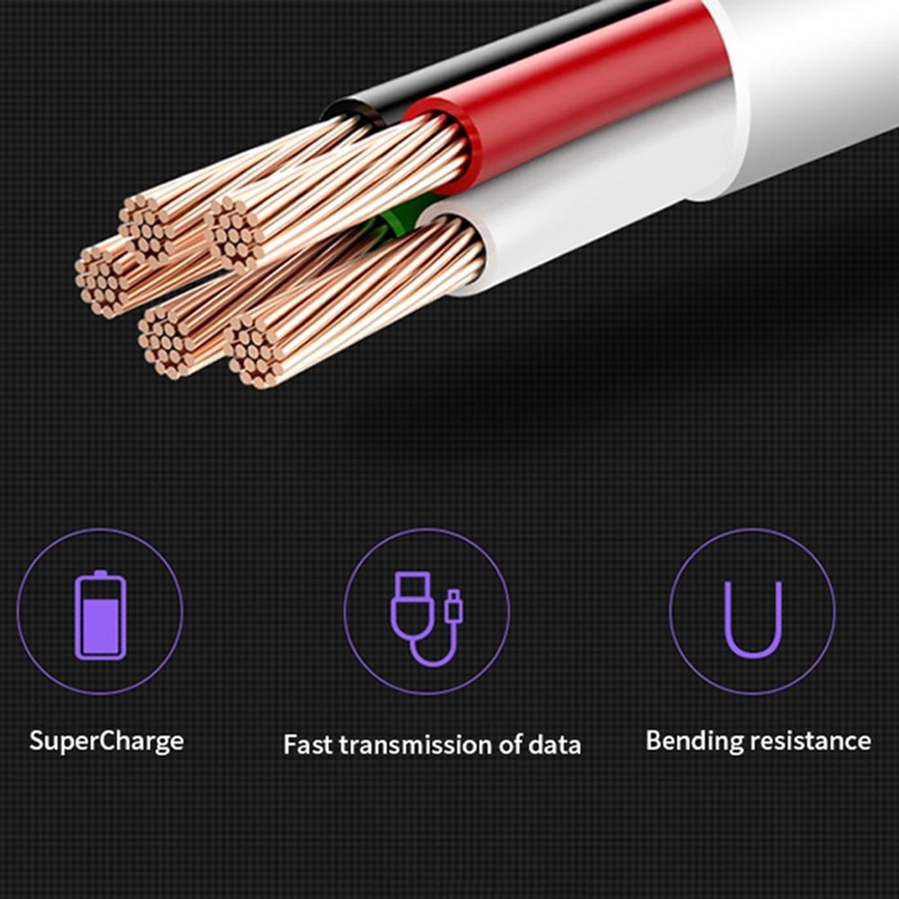 5A Fast Charging USB To Type C Cable Durable High Speed Data Sync Cord 4