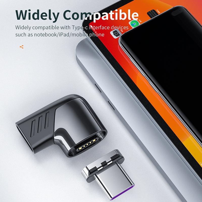 120W Magnetic USB C Elbow Adapter Fast Charging Type C Connector 6