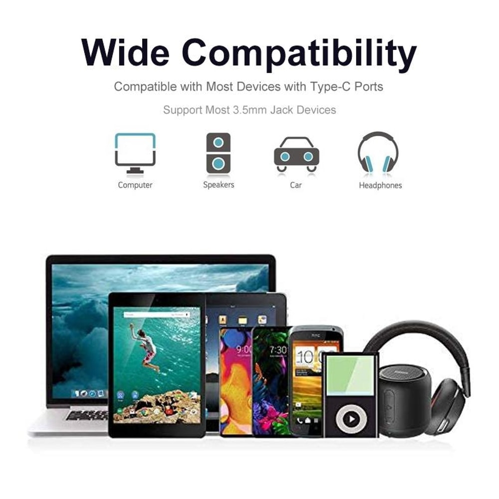 USB C to 3.5mm Adapter with Digital Audio Chip Durable Type C Audio Adapter Cable