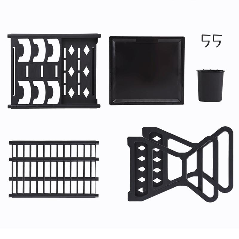 MultiLevel Dish Drying Rack Kitchen Storage Organizer With Drain Tray Hooks 2