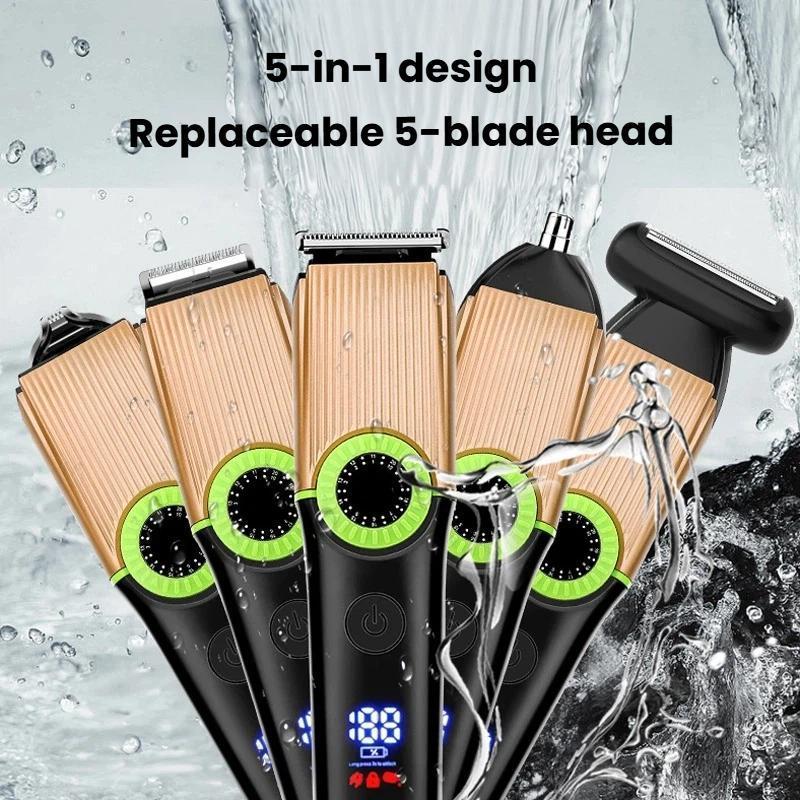 Grooming Kit Rechargeable Hair Clipper With Waterproof Nose Trimmer 1