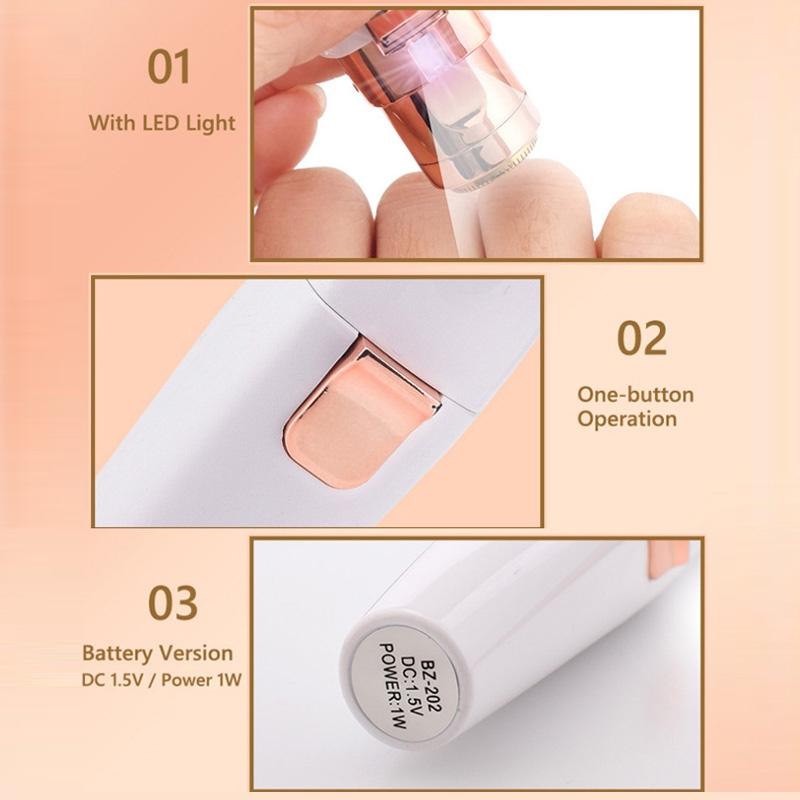 Electric Eyebrow Trimmer Facial Hair Remover For Women USB Rechargeable With LED Light 5