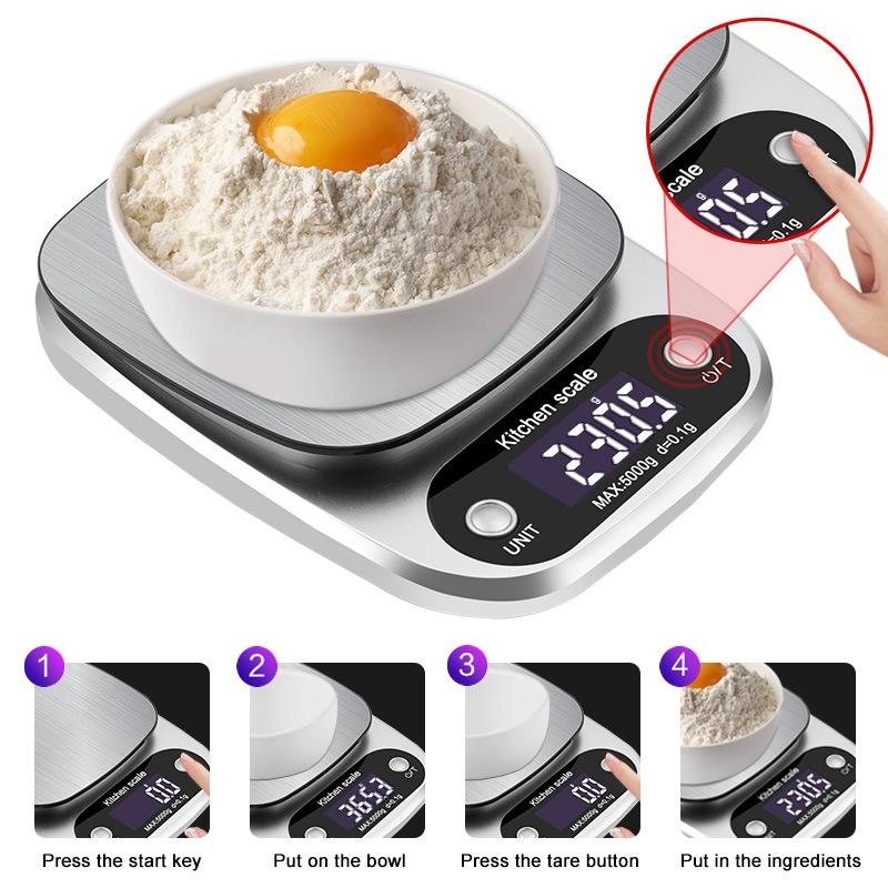 High Precision Digital Kitchen Scale With LCD Display Multi Unit Food And Jewelry Weighing 5