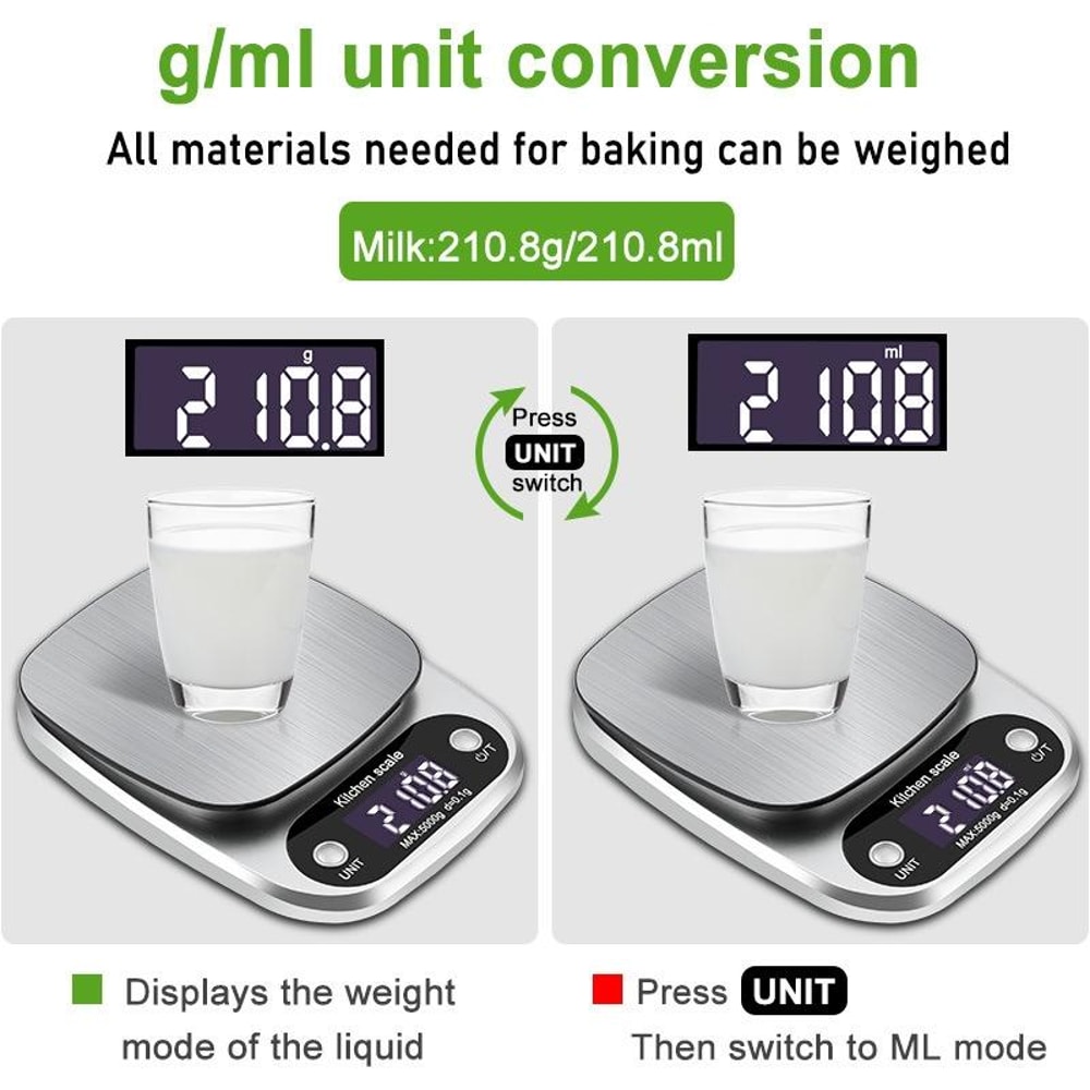 High Precision Digital Kitchen Scale With LCD Display Multi Unit Food And Jewelry Weighing 6