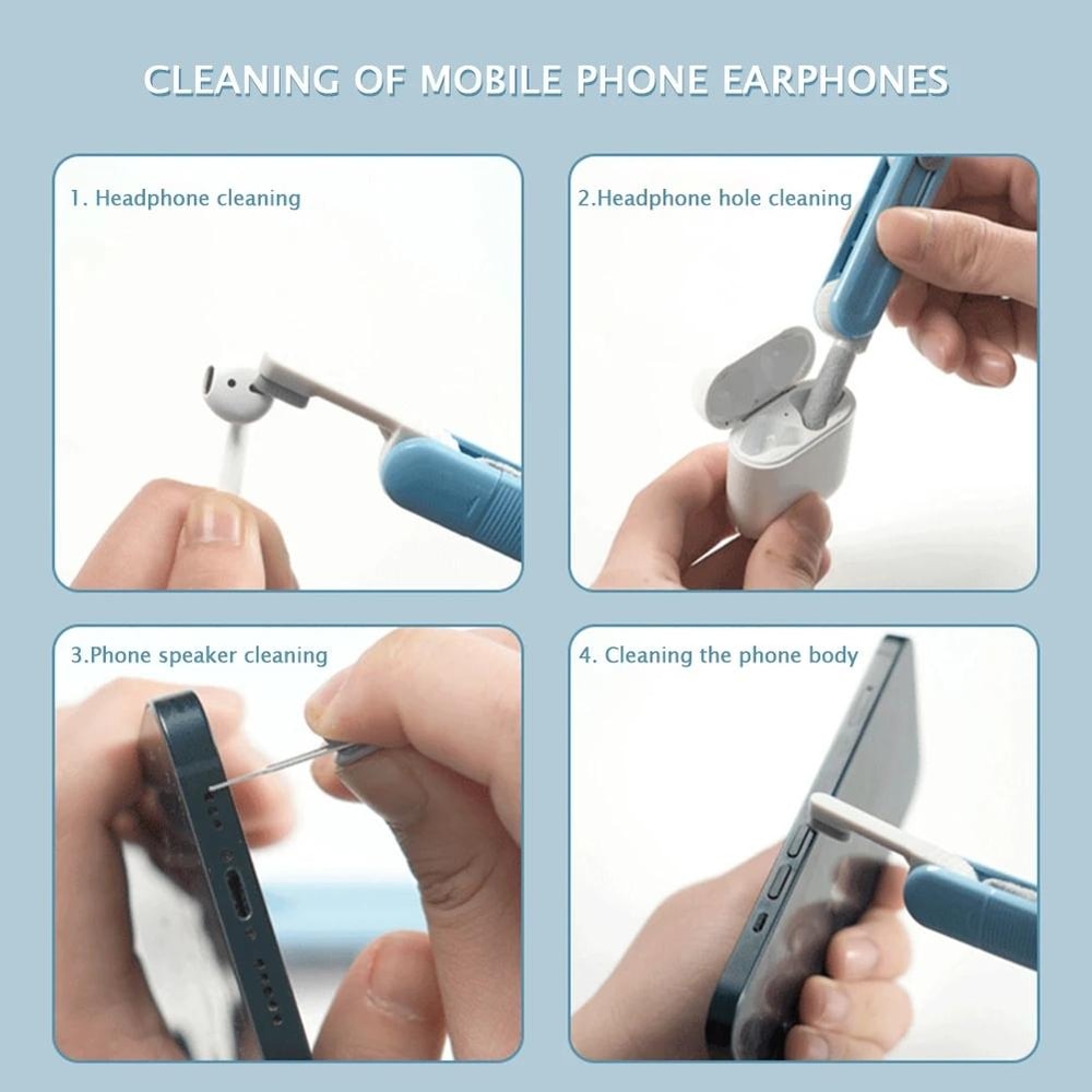 MultiFunction Earbud Cleaning Kit With SIM Tool Portable Phone Cleaning Brush For DustFree Devices 6