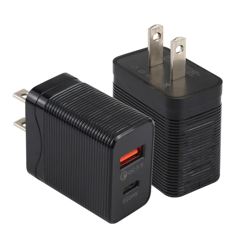 Dual Port Fast USB C Charger 20W PD QC Compact Travel Wall Adapter 0