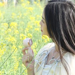 cute rabbit handheld mini fan portable electric fan usb rechargeable neck fan