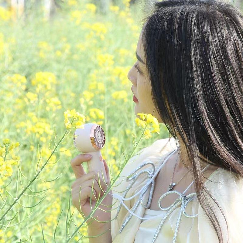Cute Rabbit Handheld Mini Fan Portable Electric Fan USB Rechargeable Neck Fan 0