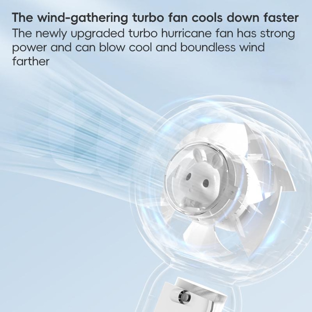 Cute Rabbit Handheld Mini Fan Portable Electric Fan USB Rechargeable Neck Fan 2