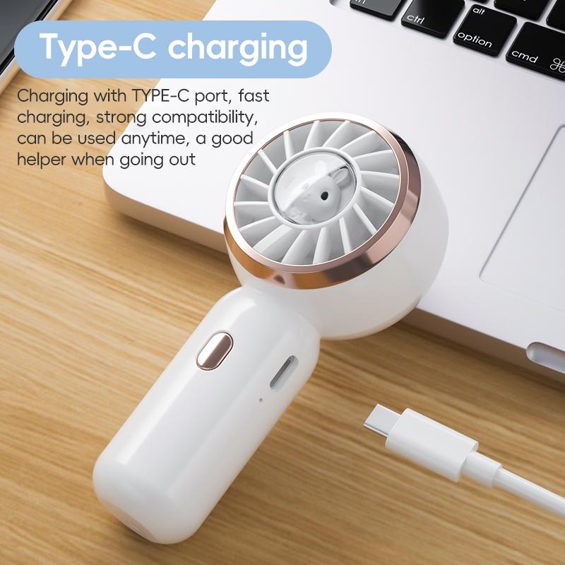 Cute Rabbit Handheld Mini Fan Portable Electric Fan USB Rechargeable Neck Fan 4
