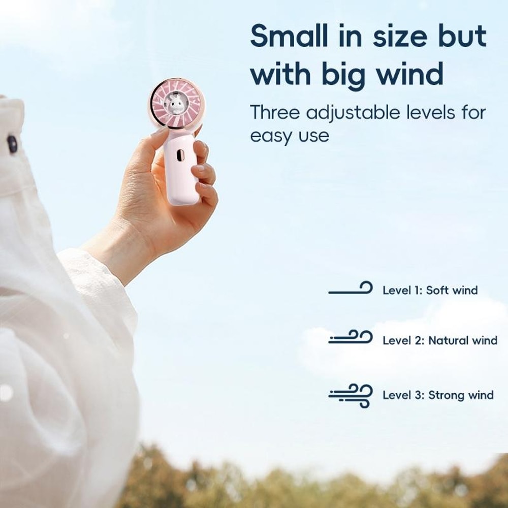 Cute Rabbit Handheld Mini Fan Portable Electric Fan USB Rechargeable Neck Fan 7