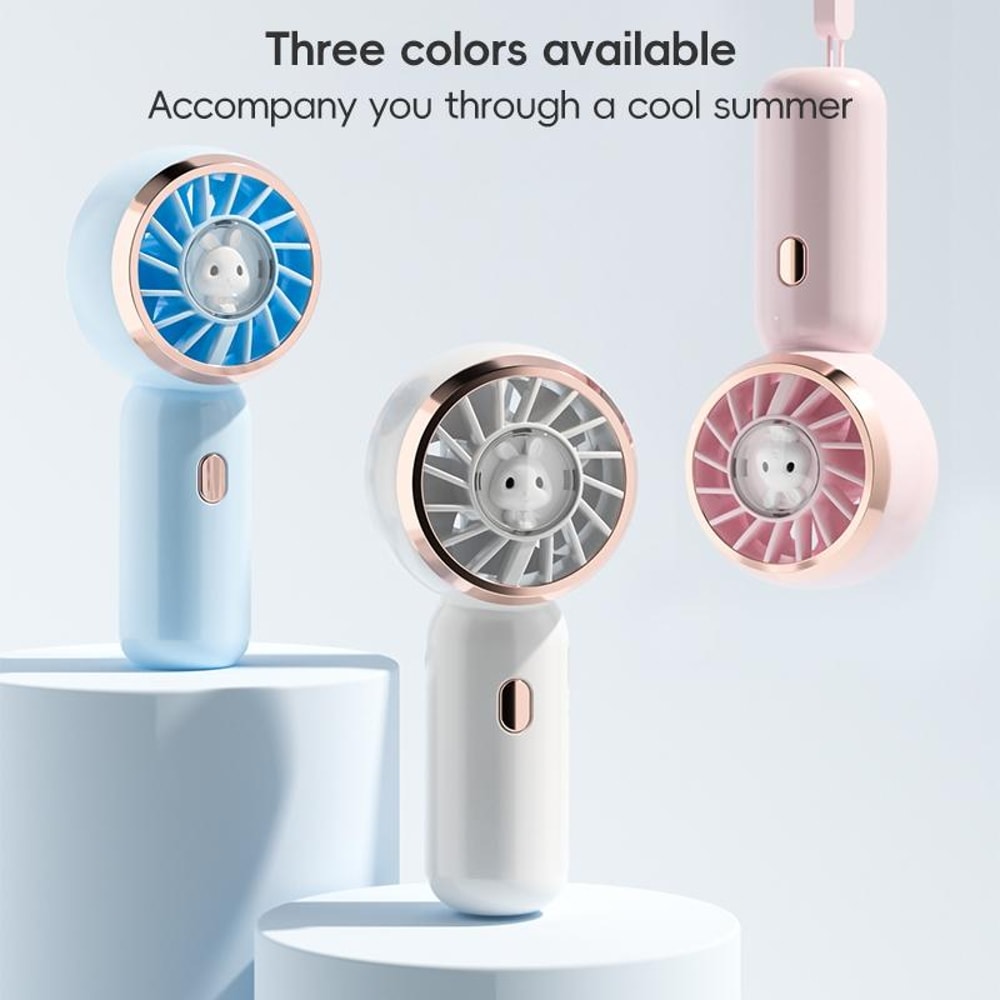 Cute Rabbit Handheld Mini Fan Portable Electric Fan USB Rechargeable Neck Fan 8