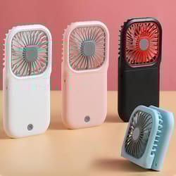 3-in-1 portable neck fan with power bank quiet usb rechargeable foldable cooling fan