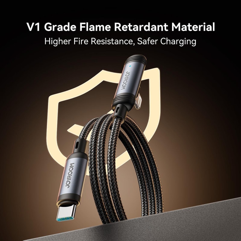 30W Fast Charging Type C To Lightning Cable 90 Degree Braided Charger 8