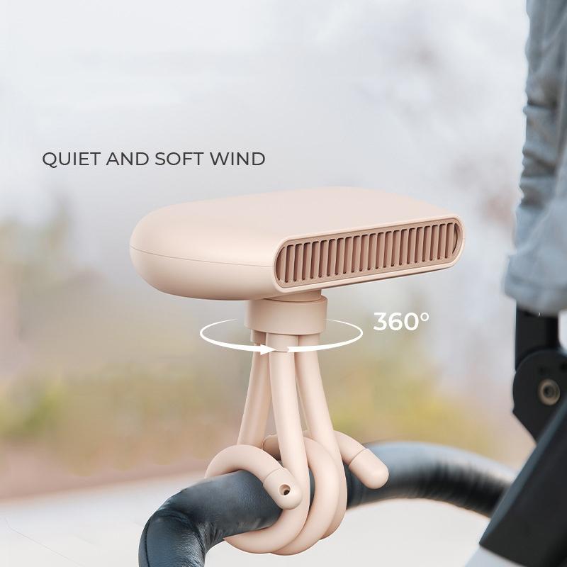 Portable USB Rechargeable Fan With Flexible Tripod Clip For Stroller Desk Travel 6