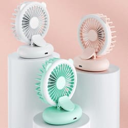 portable neck fan with clip & fill light mini usb desk fan foldable handheld cooling fan