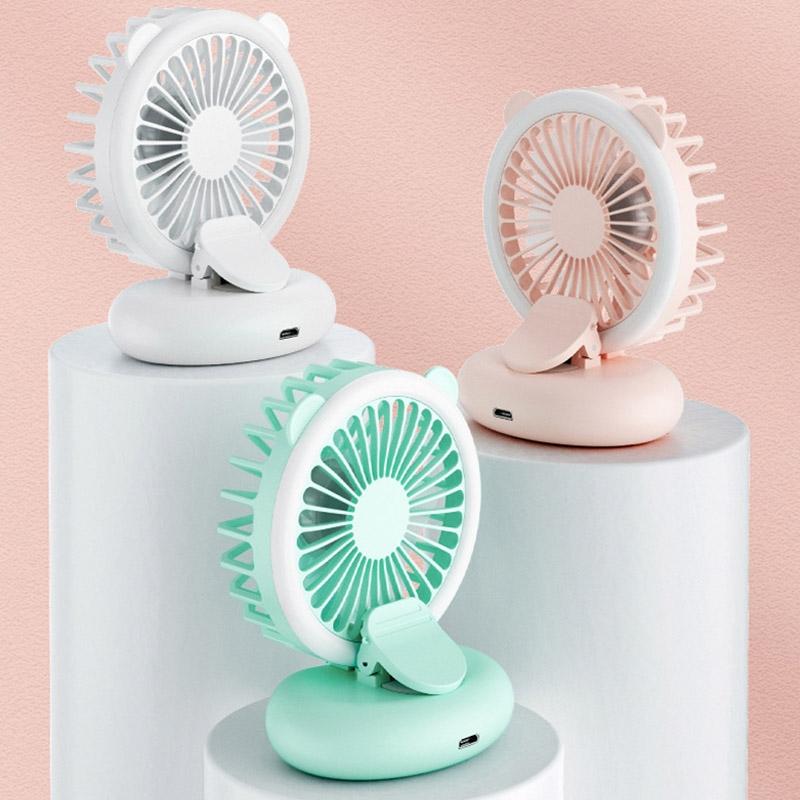 Portable Neck Fan With Clip Fill Light Mini USB Desk Fan Foldable Handheld Cooling Fan 0