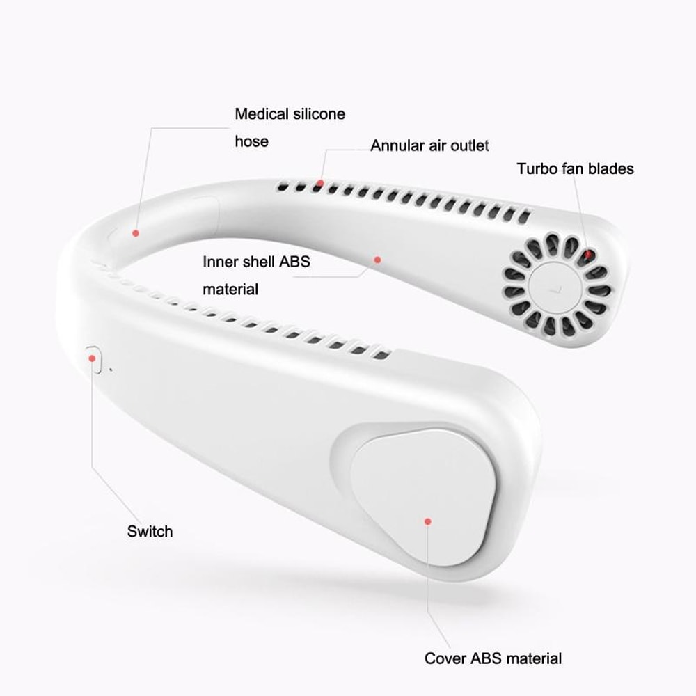 Portable Neck Fan USB Rechargeable Hands Free Cooling Fan For Outdoor Travel And Work 2