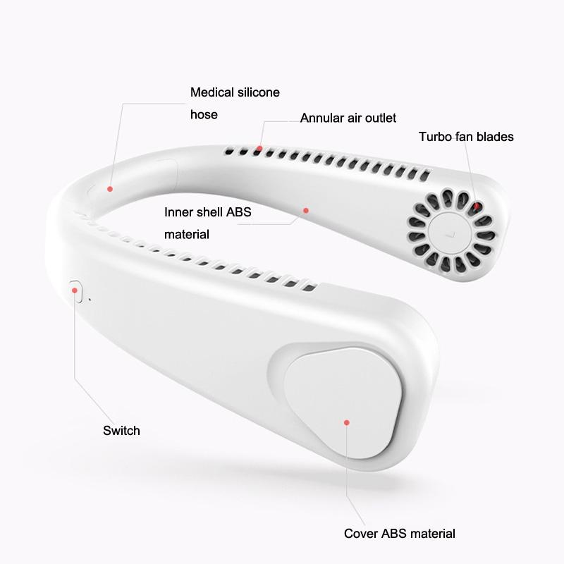 Portable Neck Fan USB Rechargeable Hands Free Cooling Fan For Outdoor Travel And Work 2