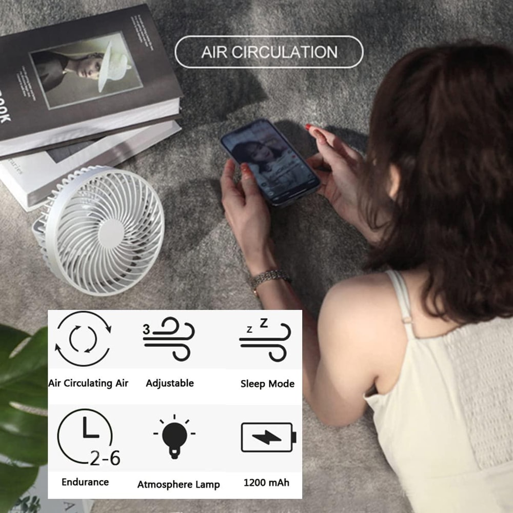 Rechargeable Camping Fan With LED Light Portable Outdoor Tent Fan For Travel And Emergency Use 3