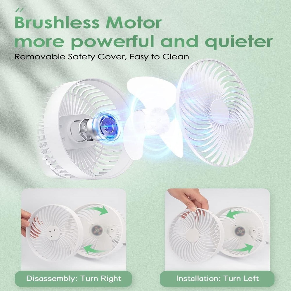 Rechargeable Camping Fan With LED Light Portable Outdoor Tent Fan For Travel And Emergency Use 4