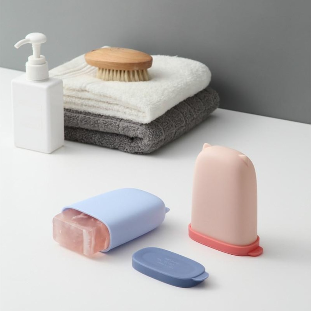 Portable Leak Proof Soap Box Travel Case With Drain Silicone Holder 2