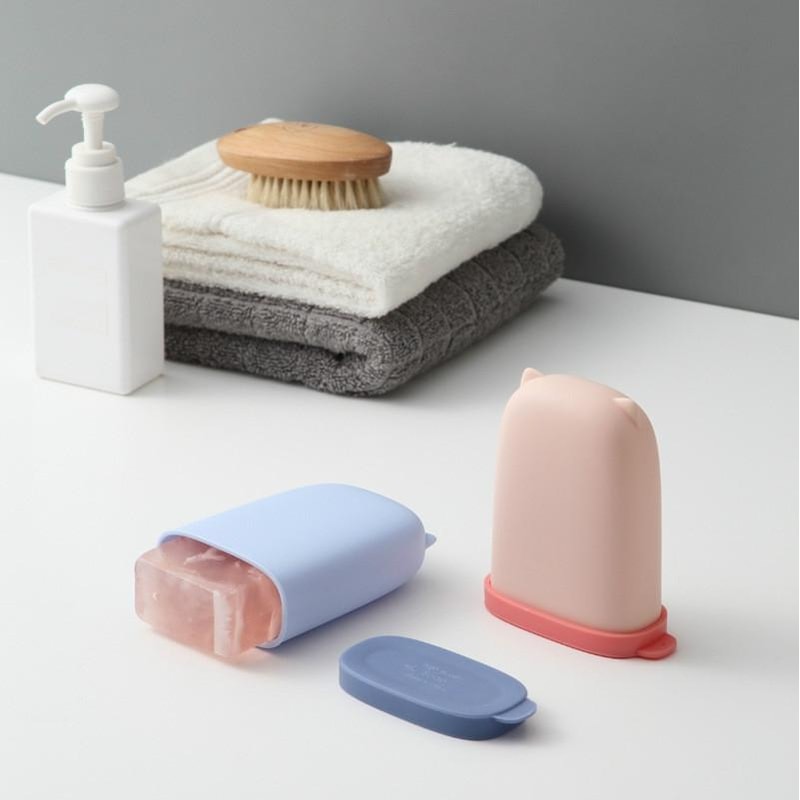 Portable Leak Proof Soap Box Travel Case With Drain Silicone Holder 2