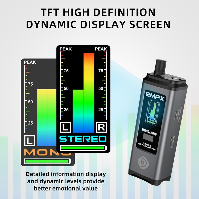 Portable Headphone Amplifier With Display Stereo Mono Studio Monitor Amp For Musicians 7