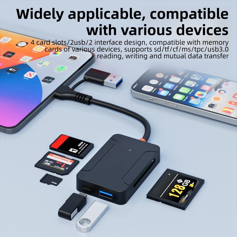 USB 30 Multi Card Reader With Type C OTG High Speed SD TF CF Memory Card Adapter 4