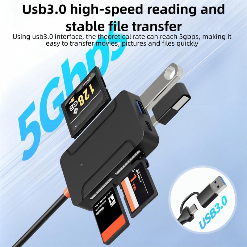 USB 30 Multi Card Reader With Type C OTG High Speed SD TF CF Memory Card Adapter 6