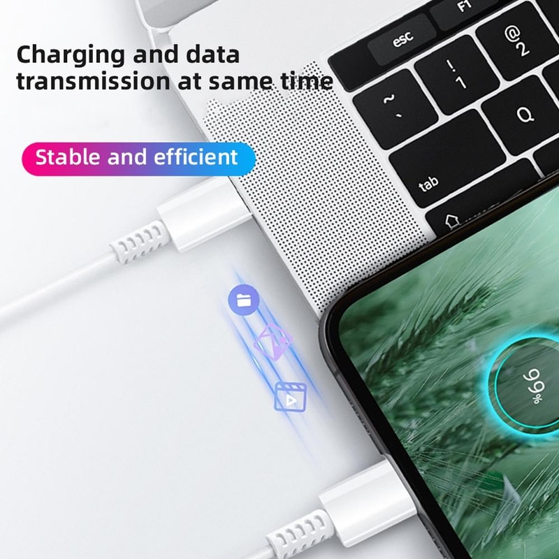 45W USB C Fast Charging Cable 5A Type C To Type C Durable Power Data Cord 1