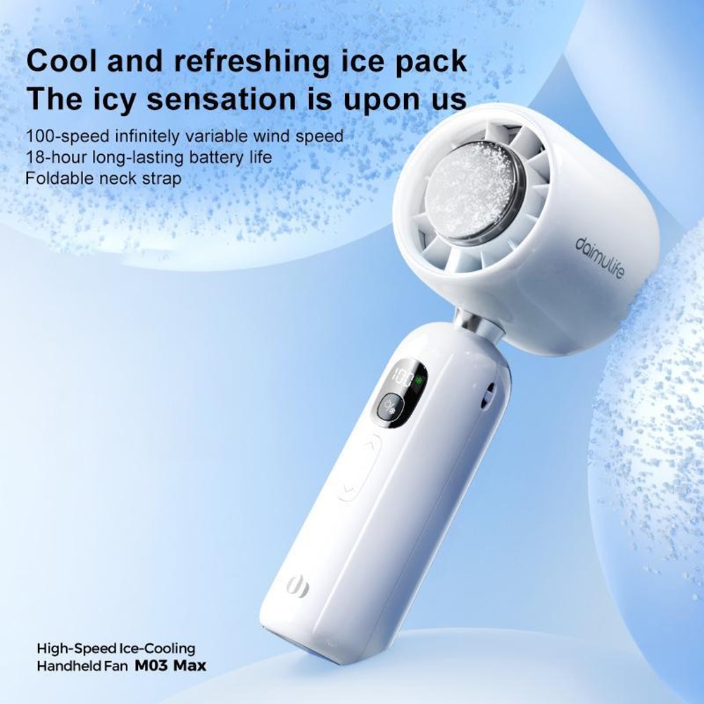 High Speed Cooling Fan, Silent Handheld Portable Fan, Ice Cooling USB Rechargeable Fan