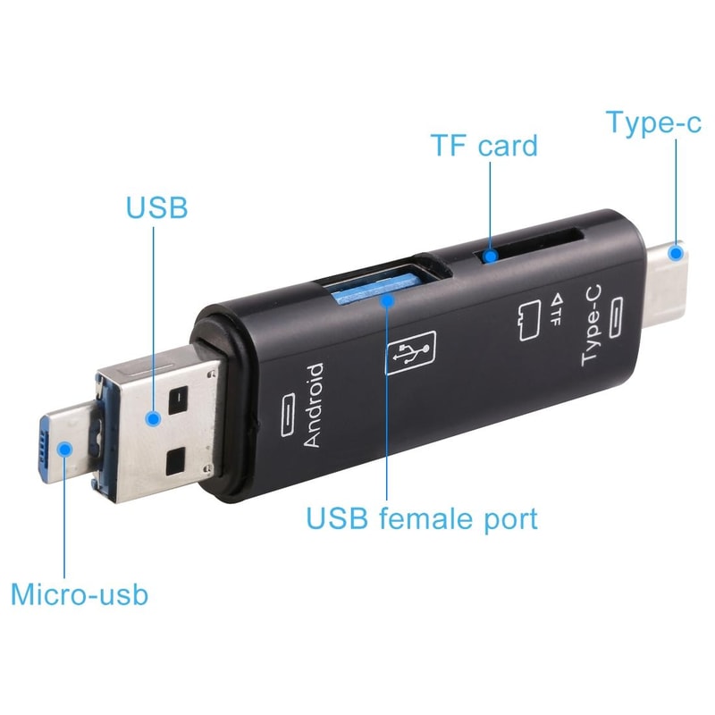3 in 1 OTG Card Reader USB Micro USB Type C Adapter for Fast Data Transfer