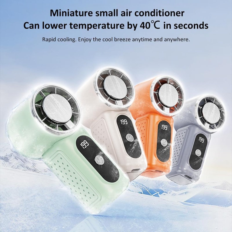 Turbo IceFlow Portable Cooling Fan Rechargeable Mini Handheld Fan With Speeds 1