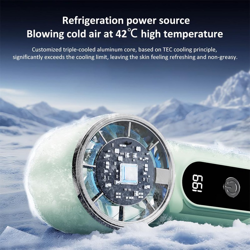 Turbo IceFlow Portable Cooling Fan Rechargeable Mini Handheld Fan With Speeds 3