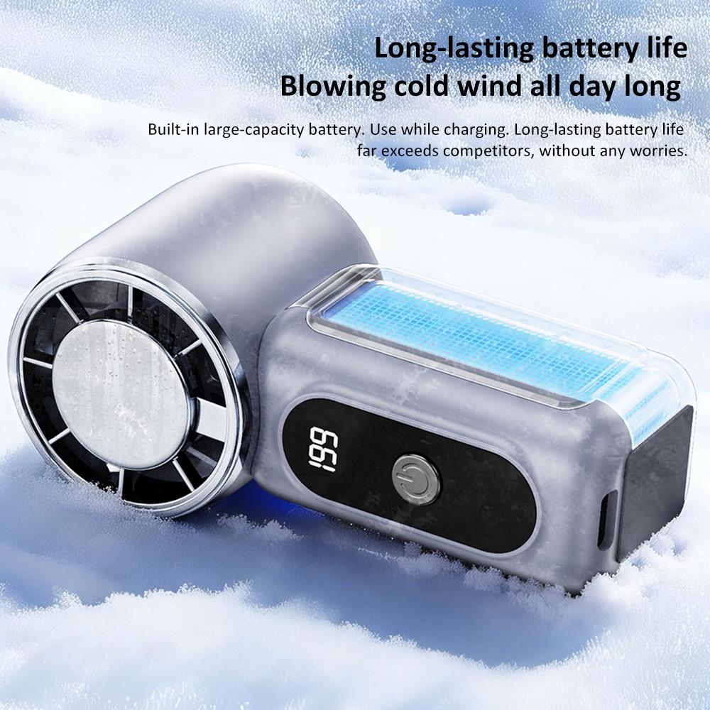 Turbo IceFlow Portable Cooling Fan Rechargeable Mini Handheld Fan With Speeds 10