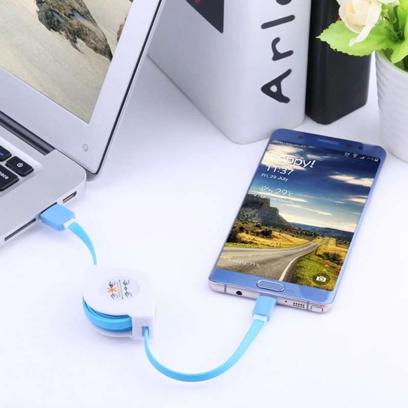 Portable USB C Retractable Cable Fast Charging Type C Data Sync Cord 6